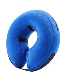 BENcMATE Protective Inflatable collar for Dogs and cats - Soft Pet Recovery collar Does Not Block Vision E-collar (X-Small Blue)