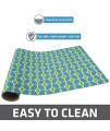 Drymate Pet Bowl Placemat, Dog & Cat Food Feeding Mat - Absorbent Fabric, Waterproof Backing, Slip-Resistant - Machine Washable/Durable (USA Made) (12 x 20) (Structure Blue & Green)