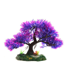 uxcell? Purple Plastic Aquarium Underwater Tree Plant Decoration Ornament w Ceramic Base