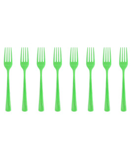 Exquisite Solid color Premium Plastic cutlery, Heavy Duty Plastic Disposable Forks - 50 count - Lime
