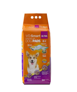 Wizsmart All-Day Dry Premium Dog And Puppy Potty Training Pads Quick Drying Absorbent And Odor Free With Stay Put Tabs 8 Cup Ultra 30 Count