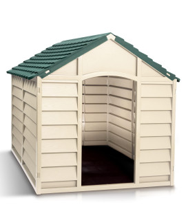 Starplast Large Dog Kennel: 1 Outdoor Plastic Pet House, Weather & Water Resistant, Easy to Assemble, 338 x 331 x 323 Inches, 2 color Options 50-701