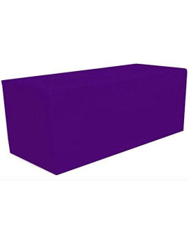 gWHome 6 ft Fitted Polyester Tablecloth Rectangular Table cover Wedding Banquet Party (Purple, 6 ft)
