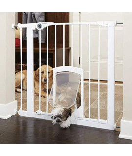 North States MyPet 38 wide Petgate Passage: Secure gate with small lockable pet door. Pressure Mount. Fits 29.8 - 38 wide (30 tall),White