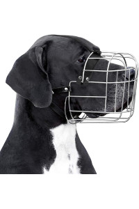 BRONZEDOG Metal Dog Muzzle Wire Basket Great Dane Mastiff Saint Bernard Mask with Leather Straps Muzzles for Extra Large Dog (XL)