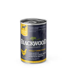 Blackwood Pet Food grain Free Wet Dog Food Made in USA All Natural canned Dog Food], chicken & chicken Liver with Pumpkin, 13 oz can, Pack of 12, brown