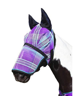 Signature Fly Mask with Removable Nose and Soft Mesh Ears - Protects Horses Face, Nose and Ears from Biting Insects and UV Rays While Allowing Full Visibility