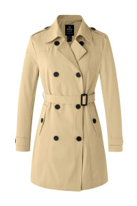 Wantdo Womens Double-Breasted Trench coat with Belt X-Large Khaki