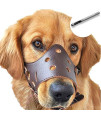 Dog Muzzle Leather, Comfort Secure Anti-Barking Muzzles For Dog, Breathable And Adjustable, Allows Dringking And Eating, Used With Collars (S, Brown)