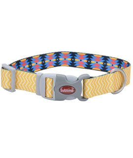 Coastal - Sublime - Adjustable Dog Collar, Yellow Chevron Aztec, 1 1/2" x 18"-26"