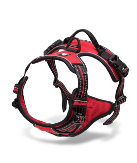 Chais Choice - Premium Outdoor Adventure Dog Harness - 3M Reflective Vest With Two Leash Clips, Matching Leash And Collar Available (Red X-Large)