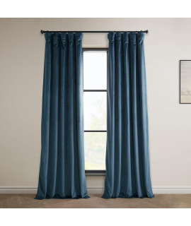 HPD Half Price Drapes VPYc-161270-96 Plush Velvet curtain (1 Panel), 50 in x 96 in, Avalon Blue