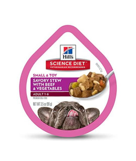 Hill's Science Diet Wet Dog Food, Adult, Small Paws for Small Breeds, Savory Stew Beef & Vegetables Pack of 12
