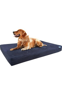 Dogbed4less XL Orthopedic gel Infused cooling Memory Foam Dog Bed for Medium to Large Pet Waterproof Liner and Suede Espresso External cover 47X29X4 Inches (Fit 48X30 crate)
