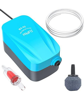 Pawfly MA-60 Quiet Aquarium Air Pump for 10 Gallon with Accessories Air Stone Check Valve and Tube, 1.8 L/min