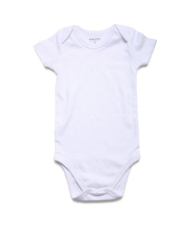 Romperinbox Unisex Solid White Baby Bodysuit 0-24 Months (3-6 Months, White)