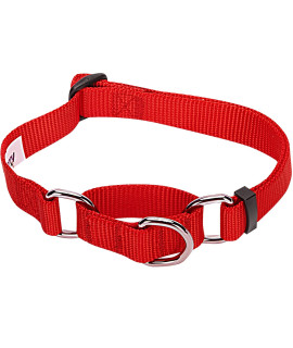 Blueberry Pet Essentials Martingale Safety Training Dog Collar, Rouge Red, Medium, Heavy Duty Nylon Adjustable Collars For Dogs