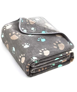 Super Soft and Premium Fuzzy Flannel Fleece Pet Dog Blanket, The Cute Print Design Washable Fluffy Blanket for Puppy Cat Kitten Indoor or Outdoor, Grey, 31 x 24 Inches