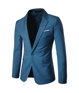 Cloudstyle Mens Suit Jacket One Button Slim Fit Sport Coat Business Daily Blazer, Blue, Large