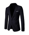 Mens Suit Jacket One Button Slim Fit Sport Coat Business Daily Blazer,Black,X-Small