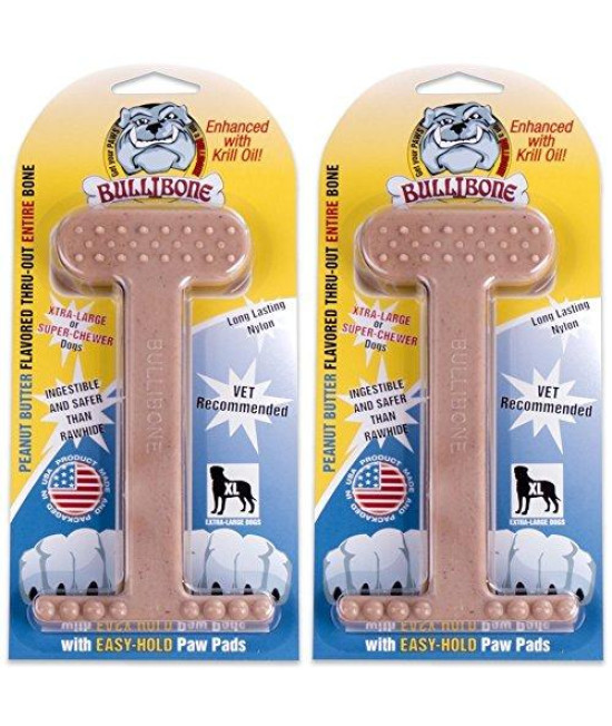 Bullibone Nylon Dog Chew Toy Nylon Bone - Improves Dental Hygiene, Easy to Grip Bottom, and Permeated with Flavor
