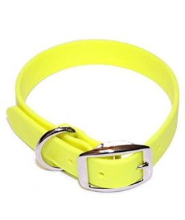Regal Dog Products Medium Yellow Waterproof Dog Collar With Heavy Duty Double Buckle D Ring Vinyl Coated, Custom Fit, Adjustable Pet Collars Comes In Other Sizes For Puppy Small And Large Dogs