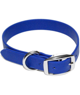 Regal Dog Products Medium Blue Waterproof Dog Collar With Heavy Duty Double Buckle D Ring Vinyl Coated, Custom Fit, Adjustable Pet Collars Comes In Other Sizes For Puppy Small And Large Dogs