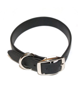 Regal Dog Products Medium Black Waterproof Dog Collar With Heavy Duty Double Buckle D Ring Vinyl Coated, Custom Fit, Adjustable Pet Collars Comes In Other Sizes For Puppy Small And Large Dogs