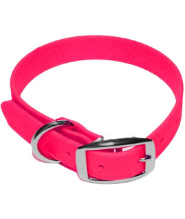 Regal Dog Products Medium Pink Waterproof Dog Collar With Heavy Duty Double Buckle D Ring Vinyl Coated, Custom Fit, Adjustable Pet Collars Comes In Other Sizes For Puppy Small And Large Dogs