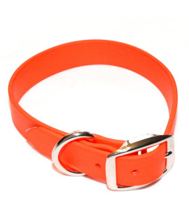 Regal Dog Products Medium Orange Waterproof Dog Collar With Heavy Duty Double Buckle D Ring Vinyl Coated, Custom Fit, Adjustable Pet Collars Comes In Other Sizes For Puppy Small And Large Dogs