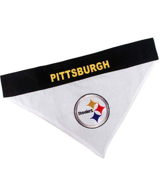 Pets First NFL DOg BANDANA - PITTSBURgH STEELERS REVERSIBLE PET BANDANA 2 Sided Sports Bandana with a PREMIUM Embroidery TEAM LOgO, LargeX-Large - 2 Sizes 32 NFL Teams available