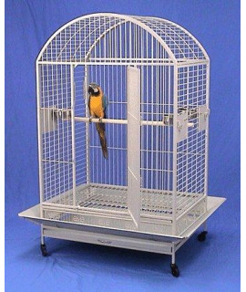XX Large DomeTop Wrought Iron Bird Parrot cage 40x30x66.5H 6mm Extra Strong Wire (Silver Vein)