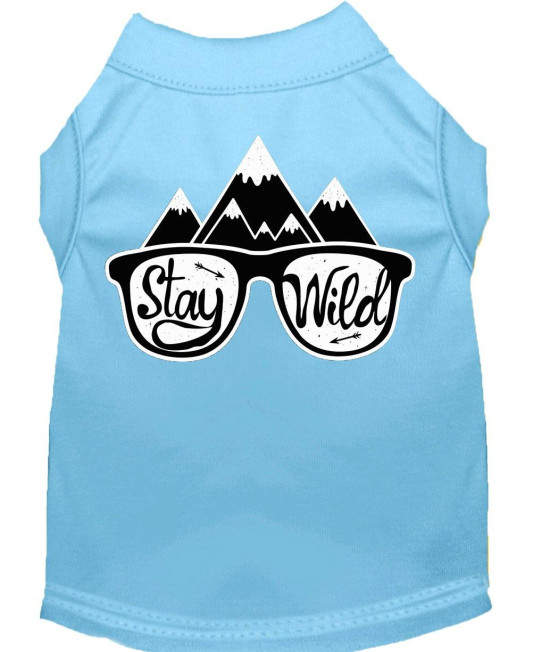 Stay Wild Screen Print Dog Shirt Baby Blue XXXL (20)