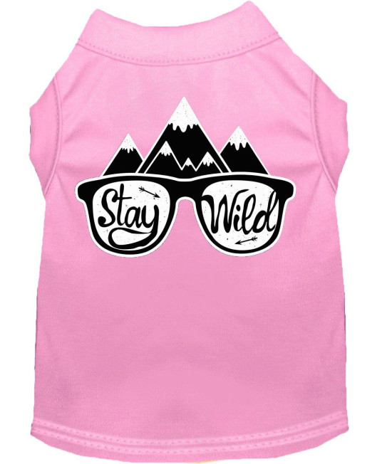 Stay Wild Screen Print Dog Shirt Light Pink XL (16)