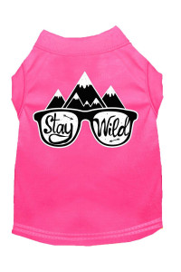 Stay Wild Screen Print Dog Shirt Bright Pink XXXL (20)