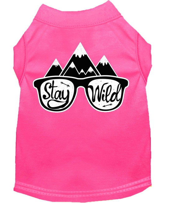Stay Wild Screen Print Dog Shirt Bright Pink XXL (18)