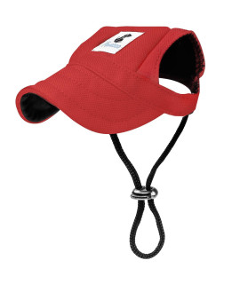 Pawaboo Dog Baseball cap, Adjustable Dog Outdoor Sport Sun Protection Baseball Hat cap Visor Sunbonnet Outfit with Ear Holes for Puppy Small Dogs, Small, Red