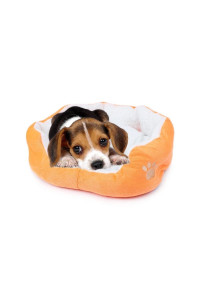 Resulzon Round Puppy Dog cat Bed cotton Washable Mattress Removable cover with Paw Printing