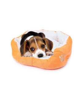 Resulzon Round Puppy Dog cat Bed cotton Washable Mattress Removable cover with Paw Printing