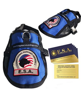 Premium Emotional Support Dog Esa Mesh Vest (28 - 31 Girth Blue) - Includes 5 Federal Law Esa Handout Cards