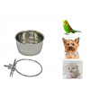 Pet Dog Stainless Steel coop cups with clamp Holder - Detached Dog cat cage Kennel Hanging Bowl,Metal Food Water Feeder for Small Animal Ferret Rabbit (Small)