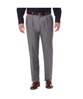 Haggar mens Premium comfort classic Fit Pleat Expandable Waist Dress Pants, Medium grey, 36W x 30L US