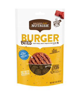 Rachael Ray Nutrish Burger Bites Real Meat Dog Treats, Beef Burger with Bison Recipe, 3 Ounces (Pack of 8), grain Free