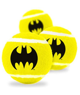 Buckle-Down Dog Toy Tennis Balls Batman Bat Icon Yellow Black, Multicolor, 2.75 x 2.75