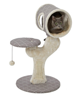 MidWest Homes for Pets cat Tree Salvador cat Tree wBuilt-in Sisal cat Scratching Pad & cat Look-Out Lounge MushroomDiamond Pattern Small cat Tree