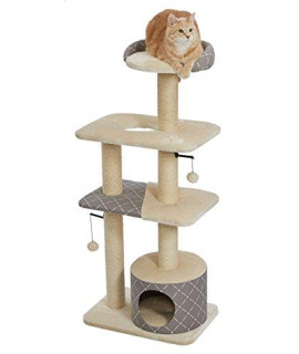 MidWest Homes for Pets cat Tree Tower cat Furniture 5-Tier cat Tree wSisal Wrapped Support Scratching Posts & High cat Look-Out Perch MushroomDiamond Pattern Large cat Tree