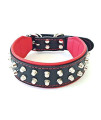 Bestia "Rocky Studded Dog Collar. Hand Made. French Bulldog to German Shepherd, 1 or 2 inch Wide, 100% Leather, Soft Padded, 7 Sizes, Made in Europe