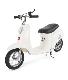 Razor Pocket Mod Miniature Euro 24V Electric Kids Ride On Retro Scooter, Speeds up to 15 MPH with 10 Mile Range, Ages 13 and Up, White