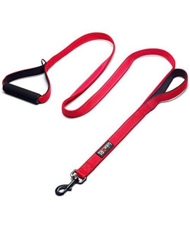 tobeDRI Heavy Duty Dog Leash - 2 Padded Handles, 6 feet Long - Dog Training Walking Leashes for Medium Large Dogs (Red)