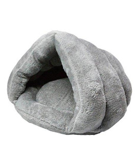 WOWOWMEOW cat cozy Fleece cave Bed Sleeping Bag (M gray)